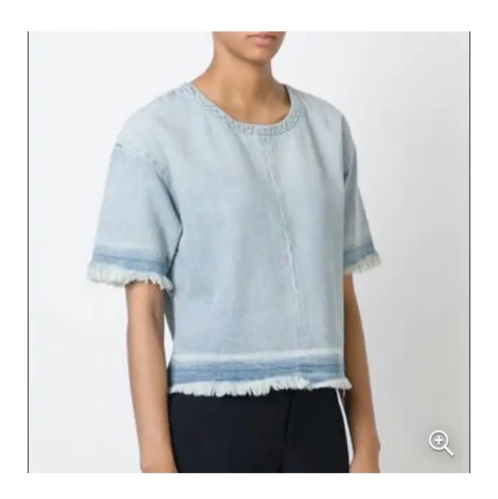 J Brand Dallas denim frayed tee